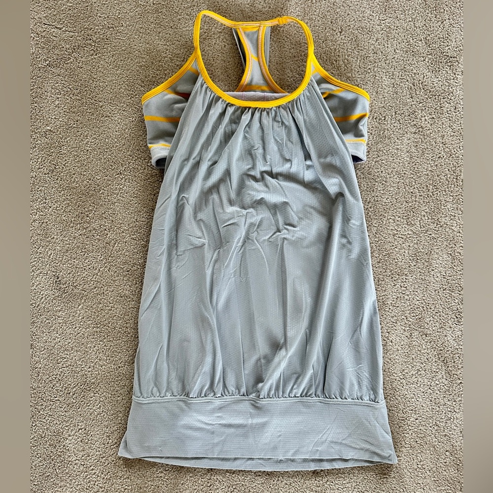 Lululemon Gray and Yellow Racerback tank